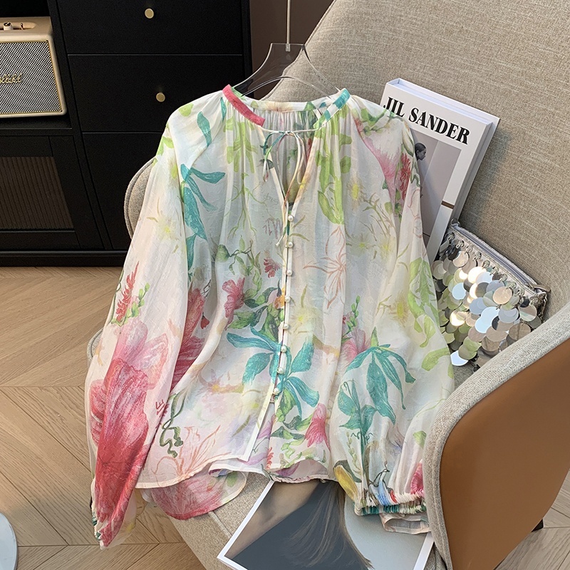 Good Floral & Wedding Decor Supply Photos - ファッショナブルなコットンリネンセット女性ルーズ多用途ベルト付き日焼け止めシャツショーツ素晴らしい花柄プリント良質