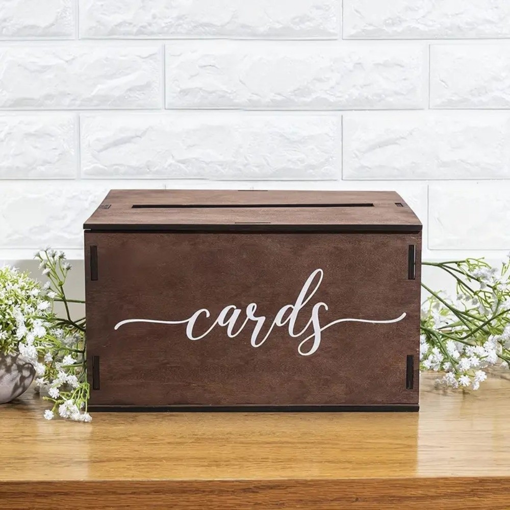 新しい木製ウェディングカードボックス装飾蓋付き記念品ボックス - Wedding Card Box のレビューと価格